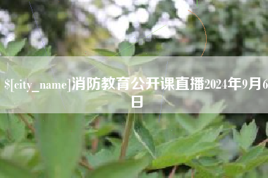 枣庄消防教育公开课直播2024年9月6日