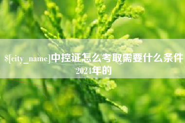 枣庄中控证怎么考取需要什么条件2024年的